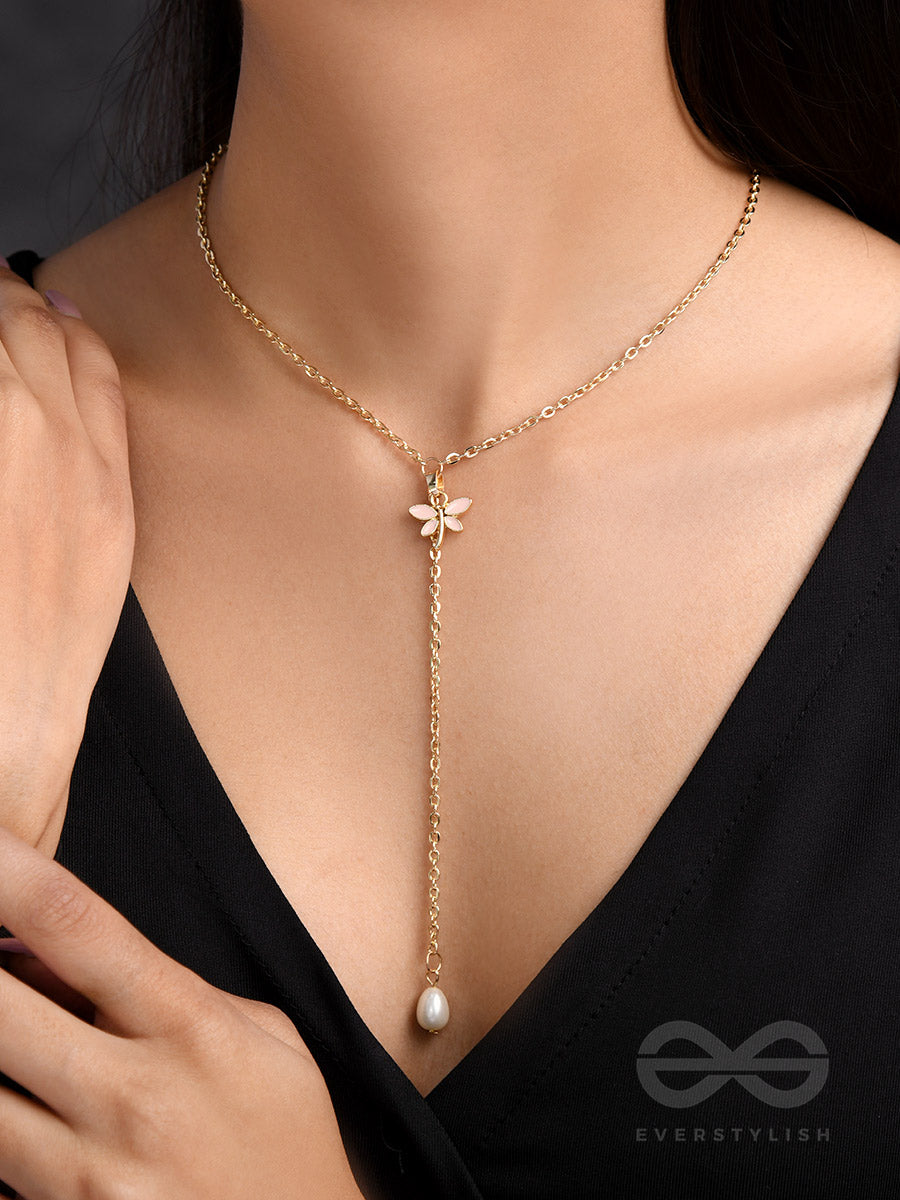 The Moth N Flame- Golden Embellished Necklace With Anti-Tarnish Coating