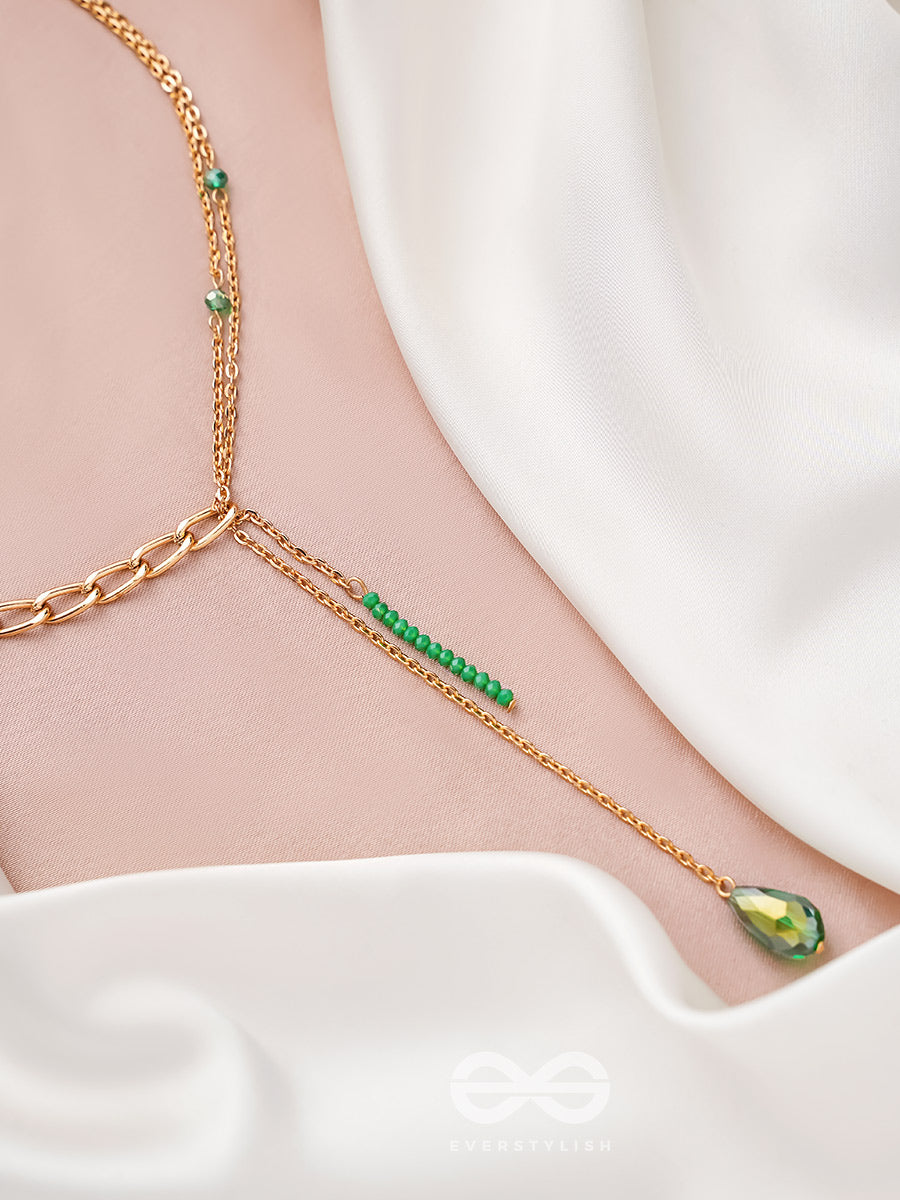 Drop In The Ocean- Golden Embellished Necklace With Anti-Tarnish Coating