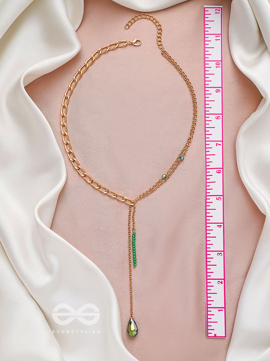 Drop In The Ocean- Golden Embellished Necklace With Anti-Tarnish Coating
