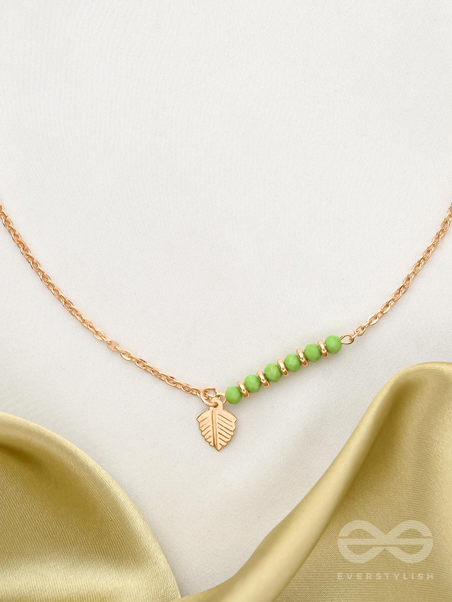 The Fig Leaf- Golden Embellished Necklace With Anti-Tarnish Coating