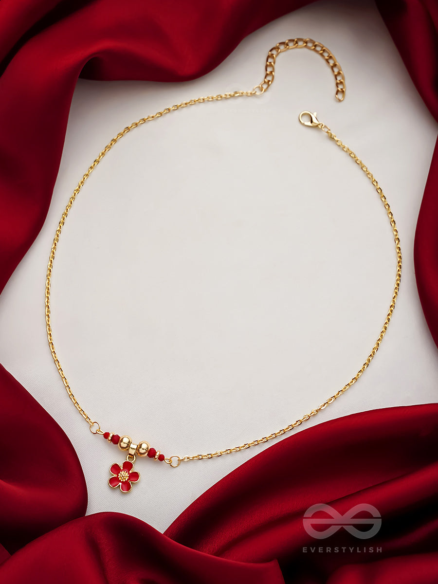 Rose N Thorns- Golden Embellished Necklace With Anti-Tarnish Coating
