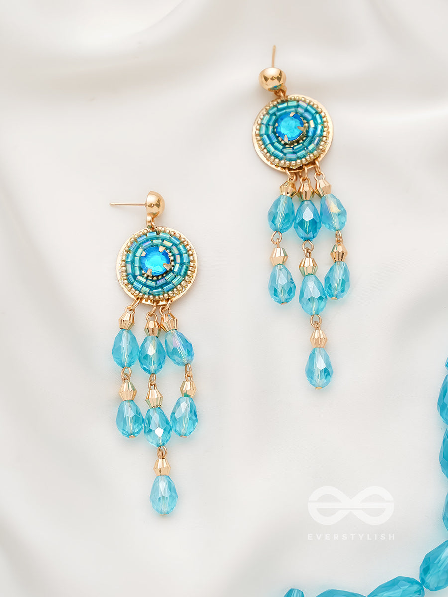 The Elixir Rain- Golden Embellished Earrings