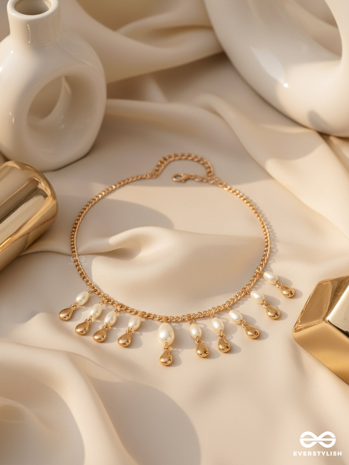 The Rainmaker- Golden Embellished Necklace With Anti-Tarnish Coating