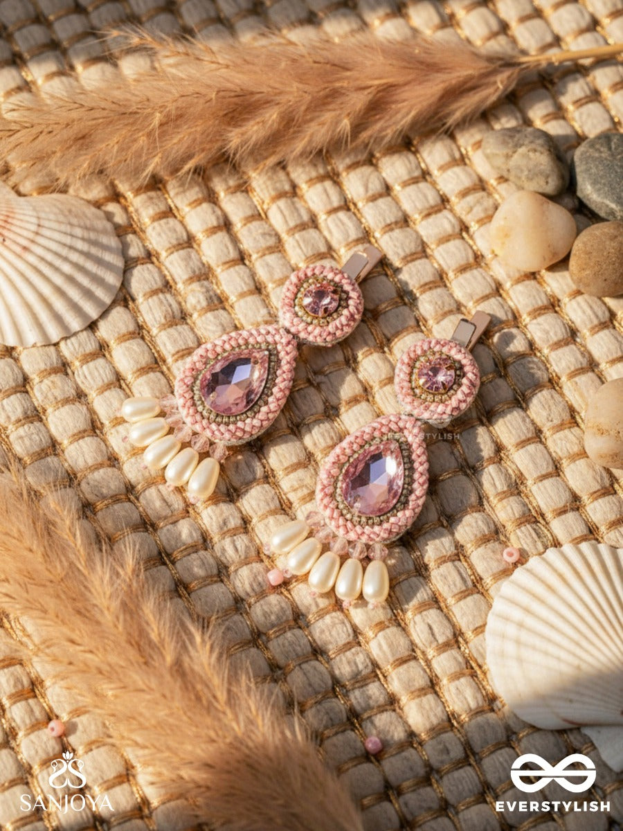 Aarakta- The Pink Beauty- Pearls And Stones Embroidered Hair Clips