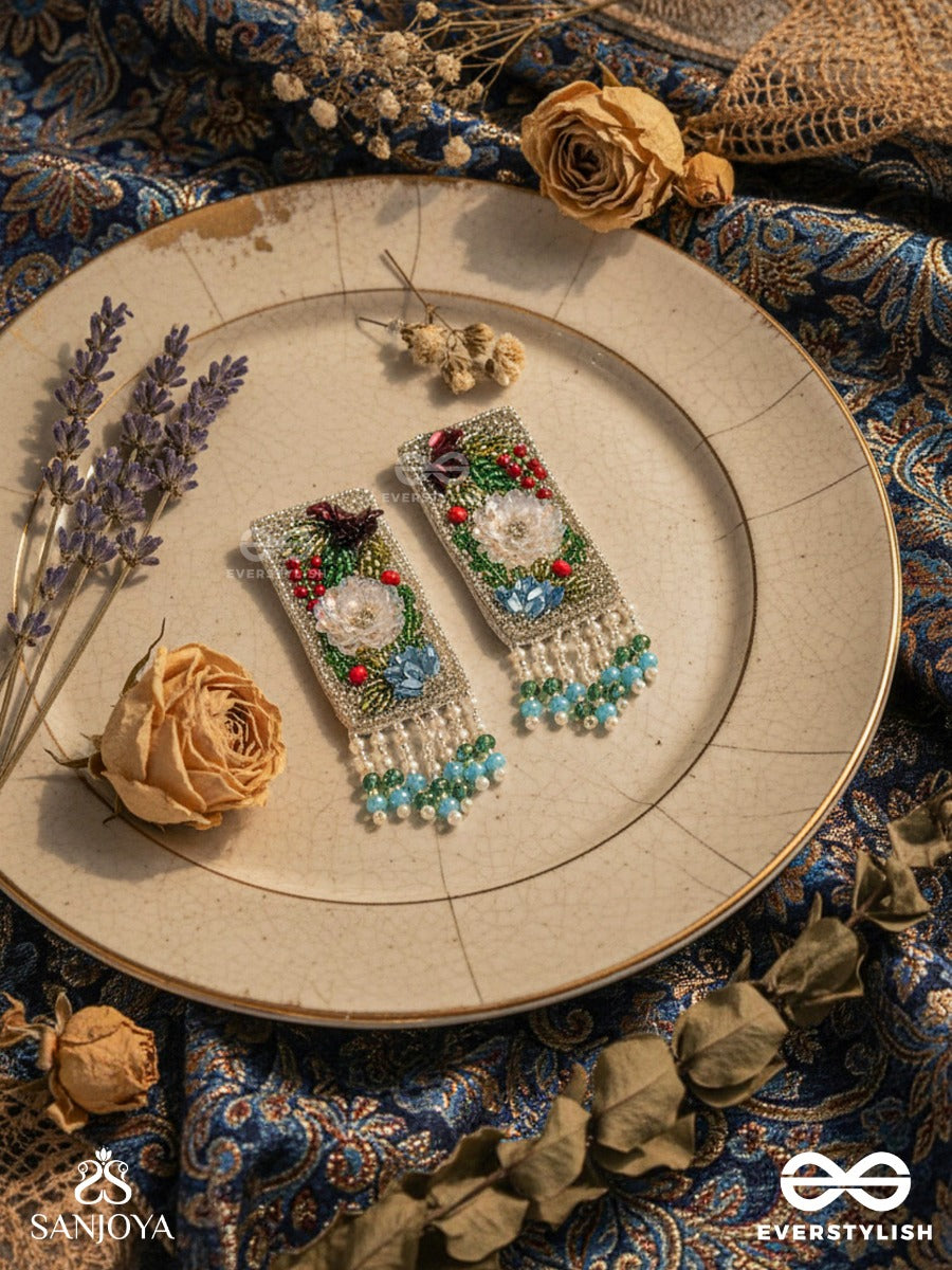 Devana- The Royal Garden- Sequins And Glass Beads Embroidered Earrings