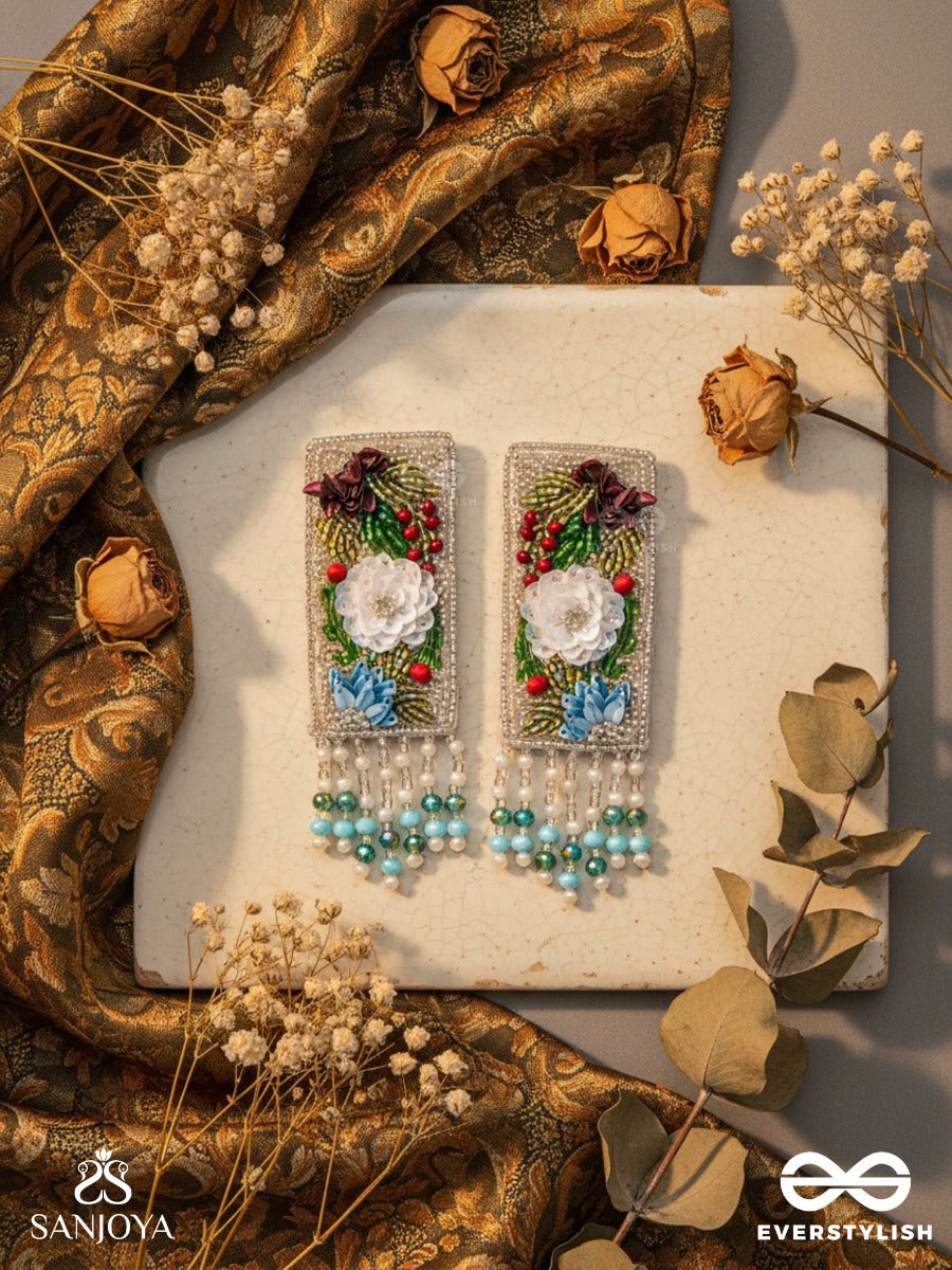Devana- The Royal Garden- Sequins And Glass Beads Embroidered Earrings