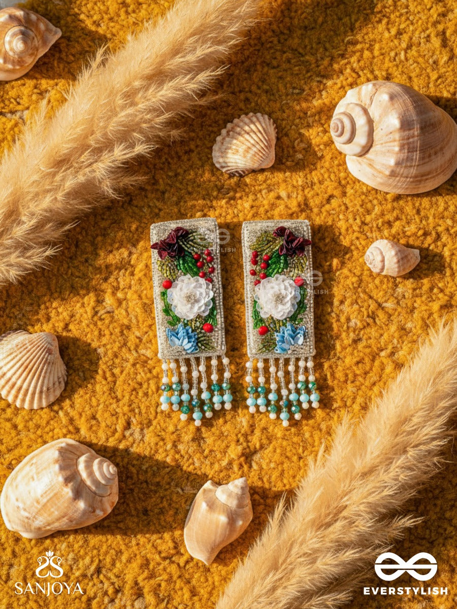 Devana- The Royal Garden- Sequins And Glass Beads Embroidered Earrings