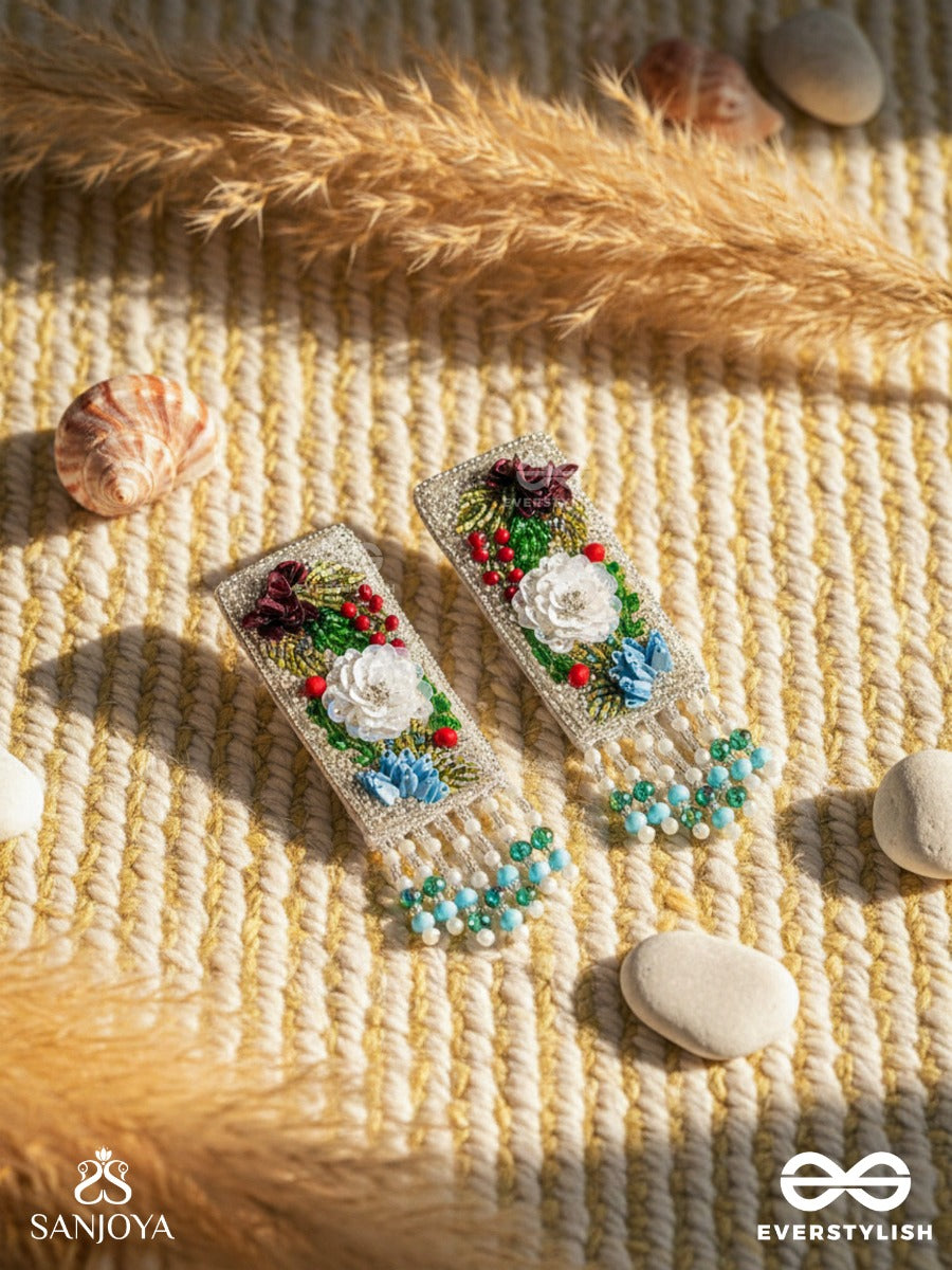 Devana- The Royal Garden- Sequins And Glass Beads Embroidered Earrings