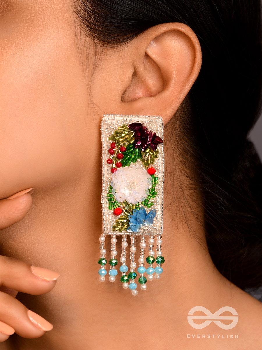 Devana- The Royal Garden- Sequins And Glass Beads Embroidered Earrings