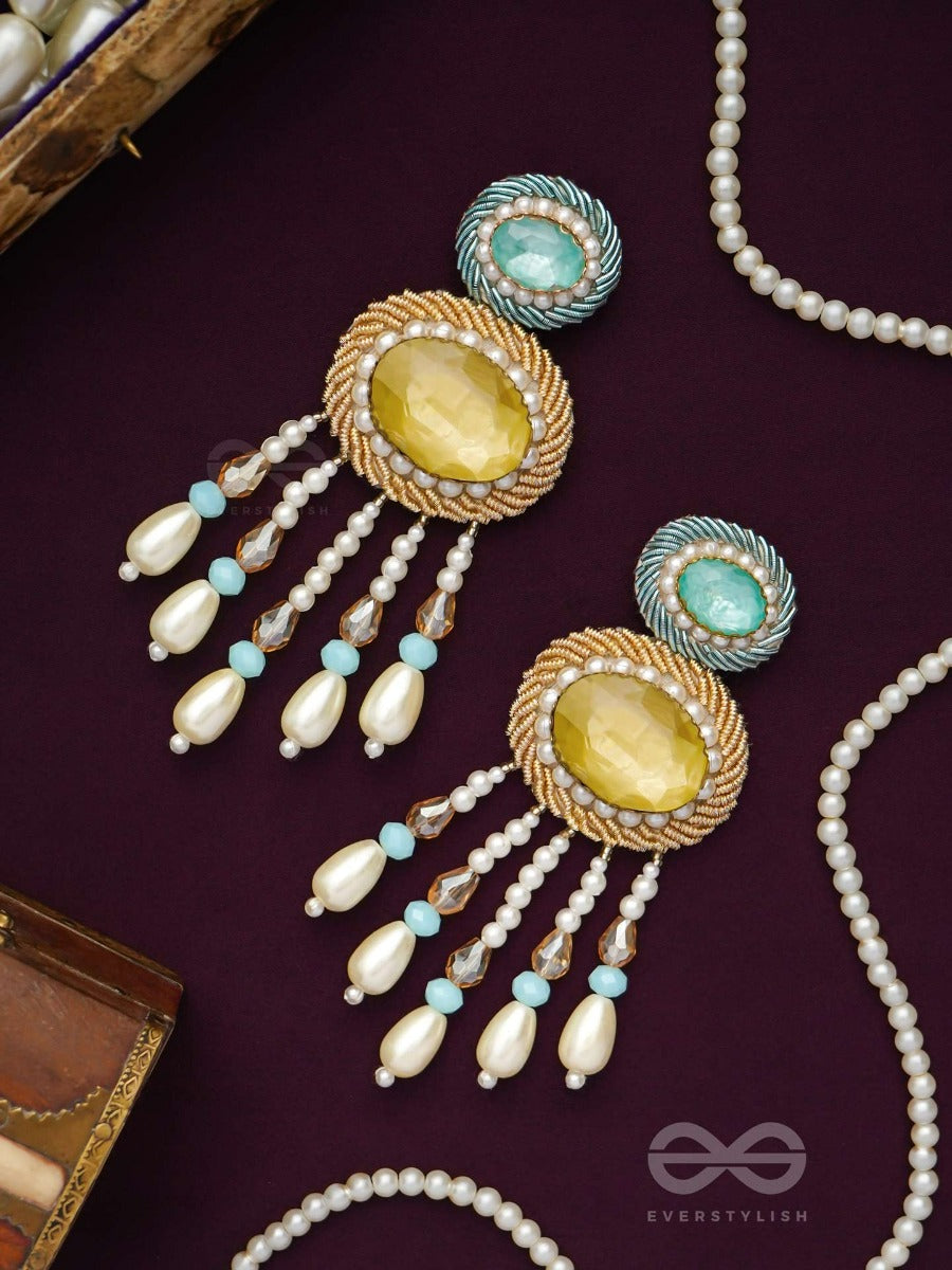 Ilvaka- The Celestial Enigma- Pearls And Stones Embroidered Earrings