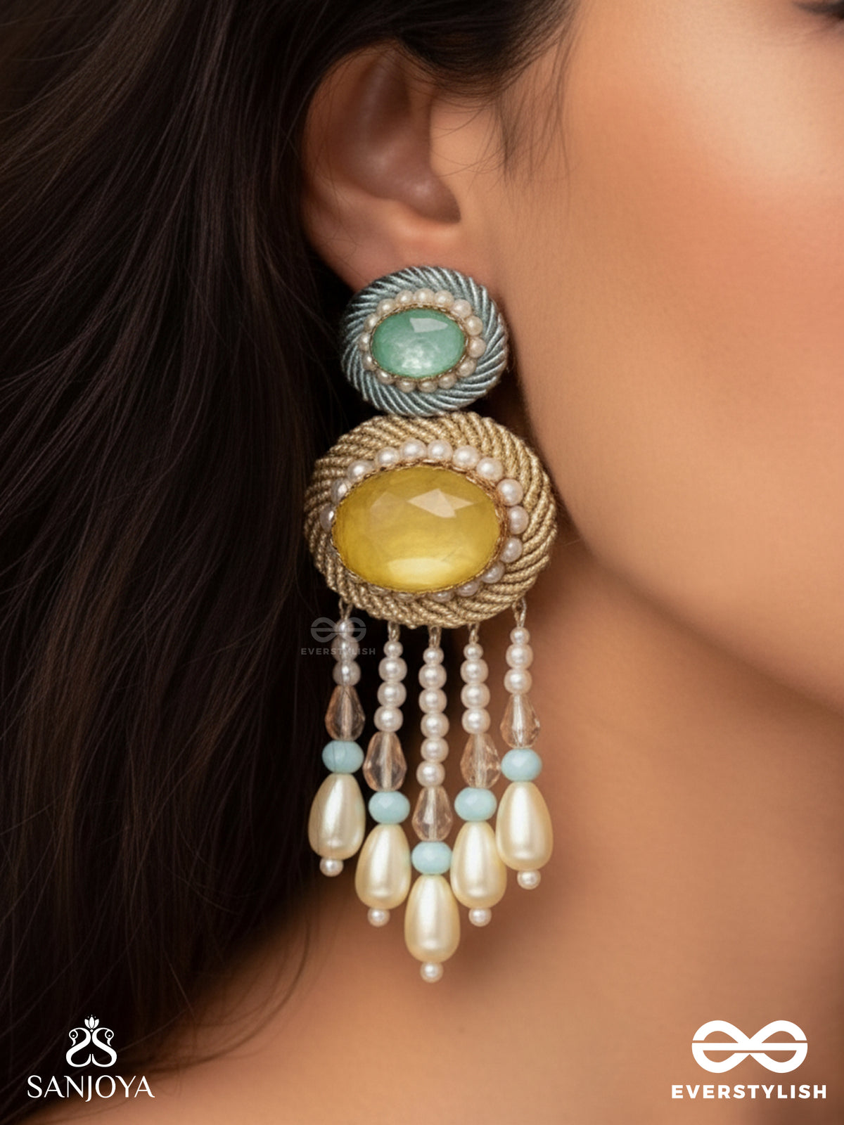 Ilvaka- The Celestial Enigma- Pearls And Stones Embroidered Earrings