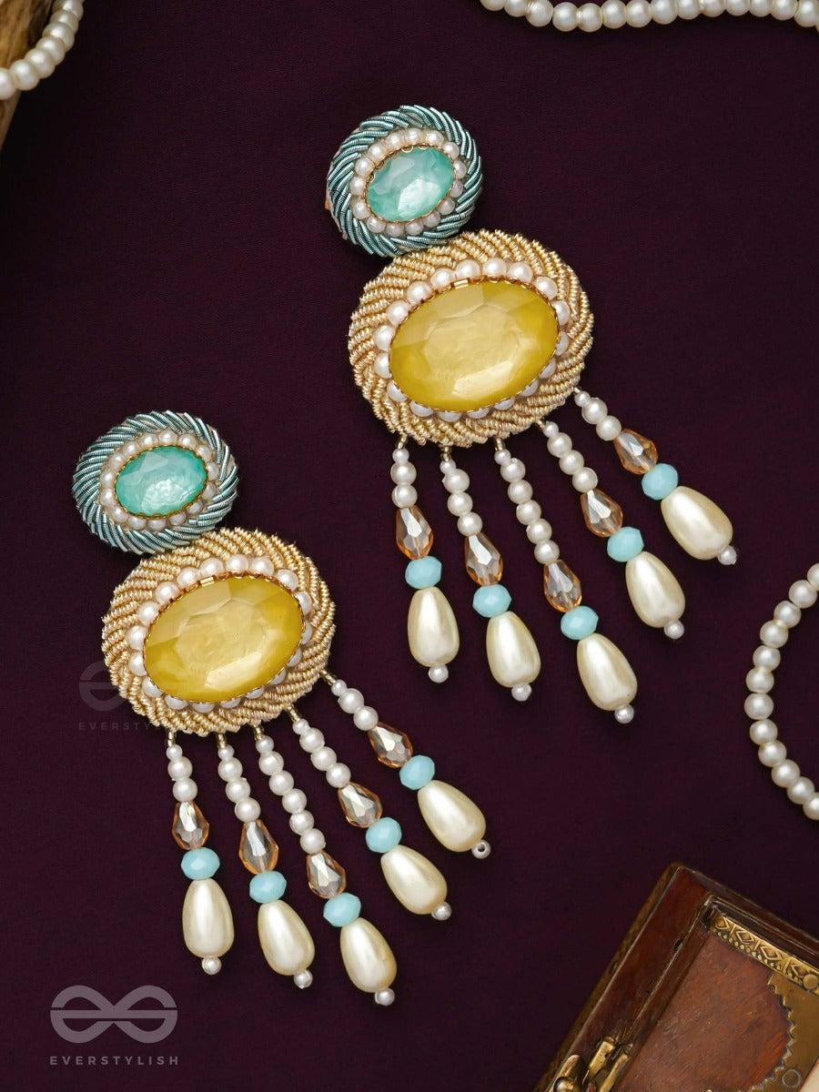 Ilvaka- The Celestial Enigma- Pearls And Stones Embroidered Earrings