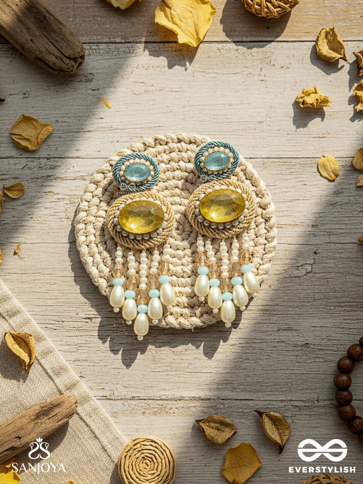 Ilvaka- The Celestial Enigma- Pearls And Stones Embroidered Earrings