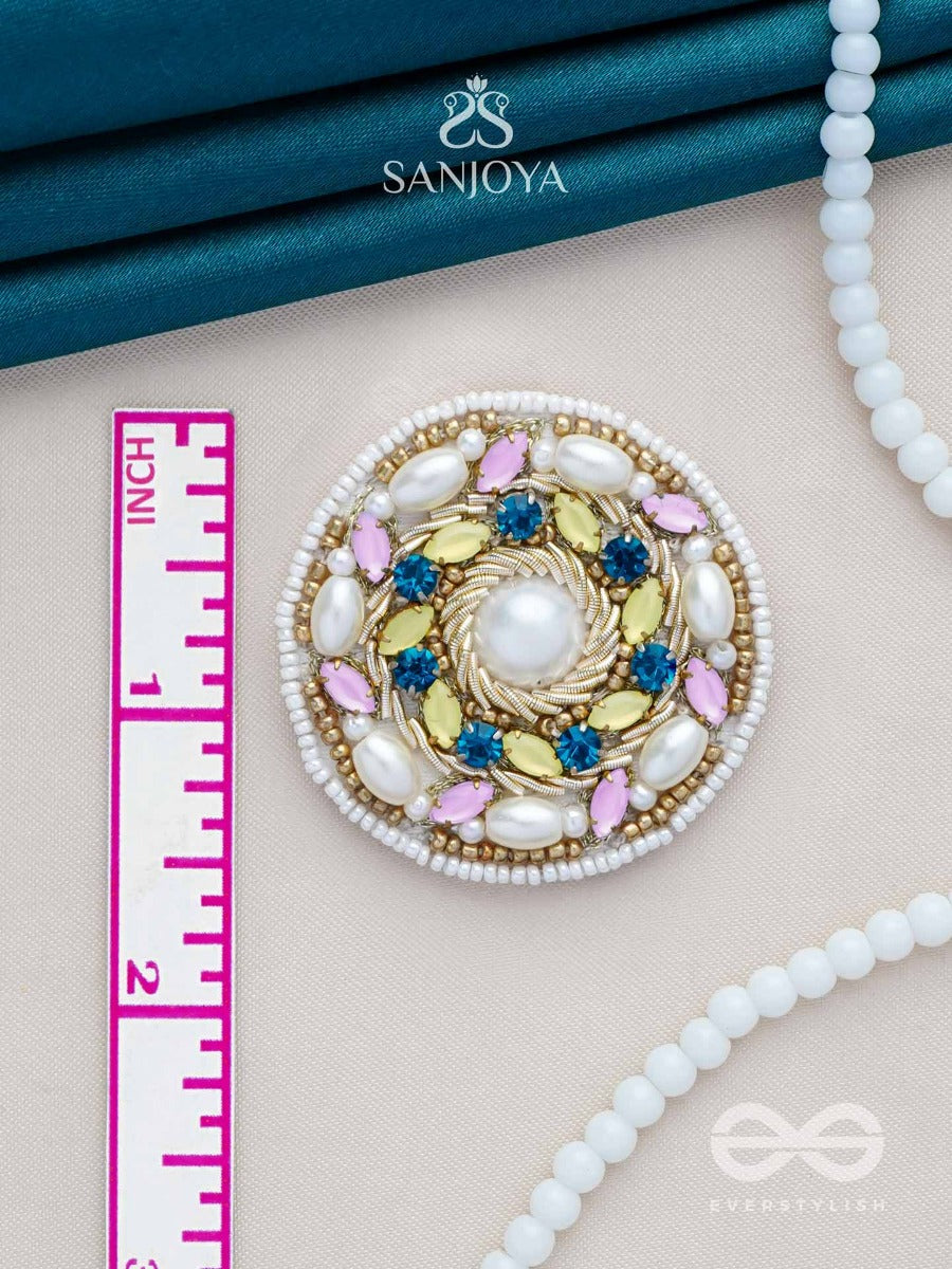 Bhanemi- The Circle Of Light- Pearls And Stones Embroidered Earrings