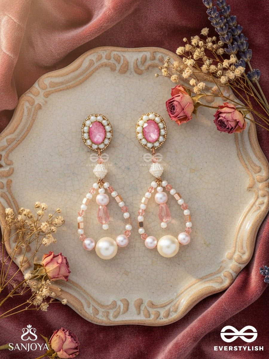 Drapsa- Drops Of Rain- Pearls And Stones Embroidered Earrings