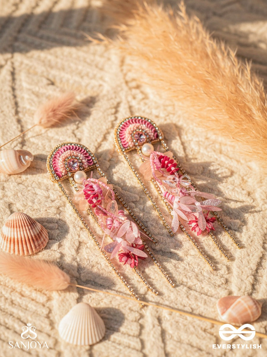 Saranyu-The Splendid Spring - Stones And Sequins Embroidered Statement Earrings