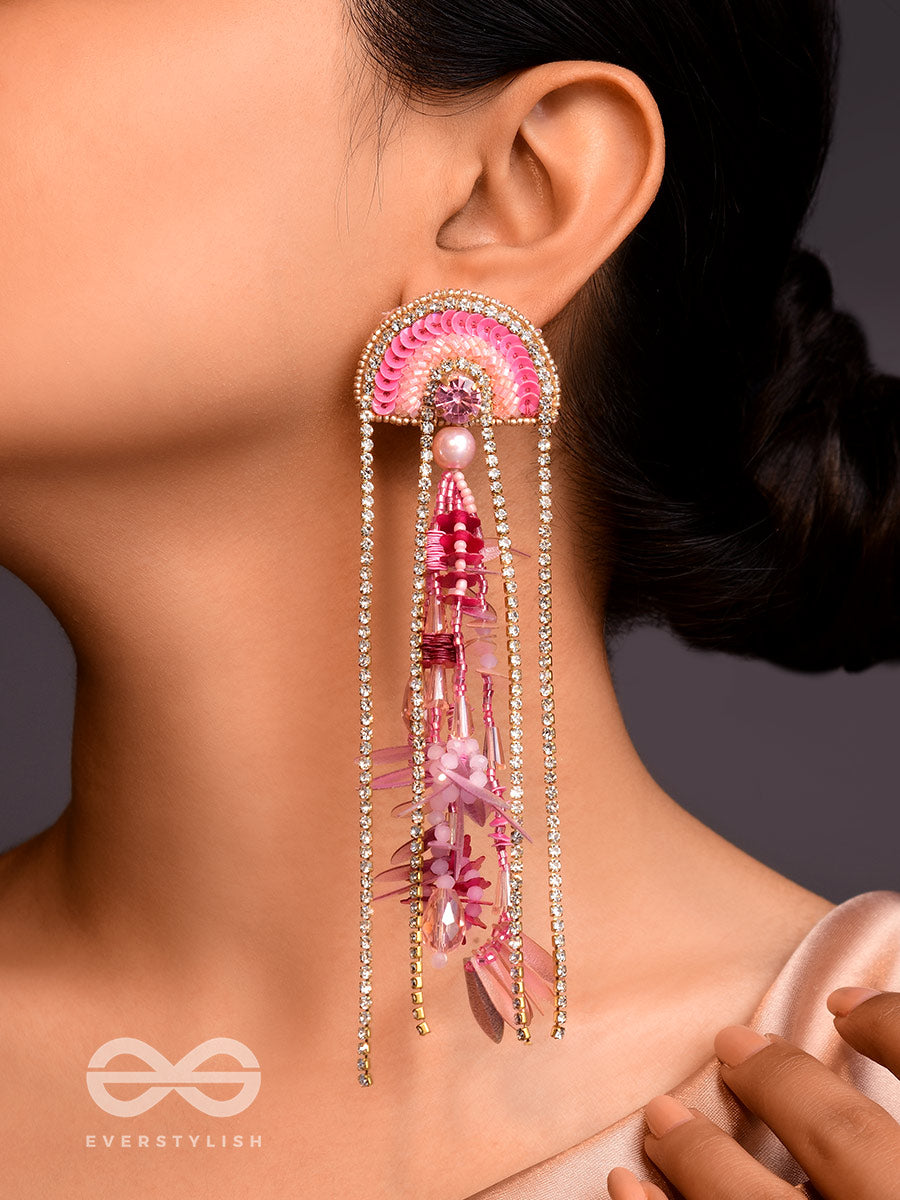 Saranyu-The Splendid Spring - Stones And Sequins Embroidered Statement Earrings