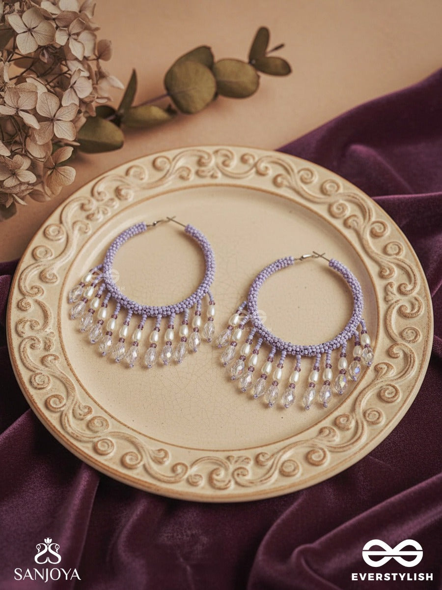 Paridhaav- The Circular Stream- Pearls And Glass Beads Embroidered Hoop Earrings