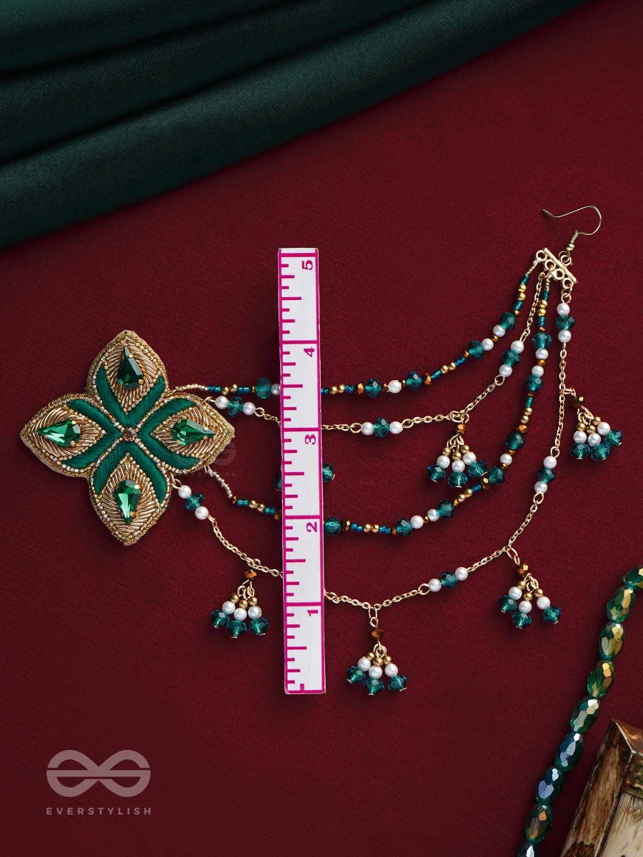 Vapraa - The Spring Garden - Beads, Stones And Resham Hand Embroidered Chain Earrings