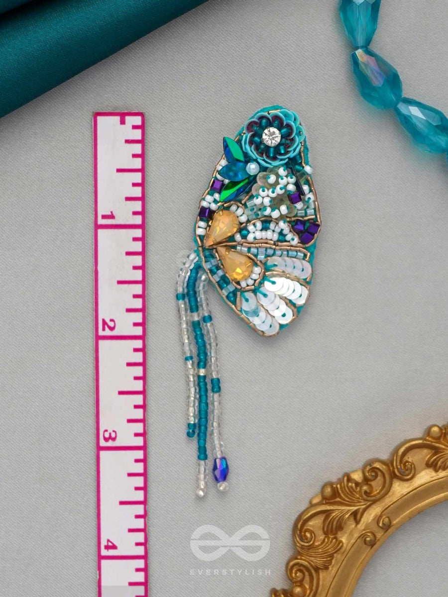 Chelashka- The Magnificent Moth- Stones, Sequins And Beads Embroidered Statement Earrings
