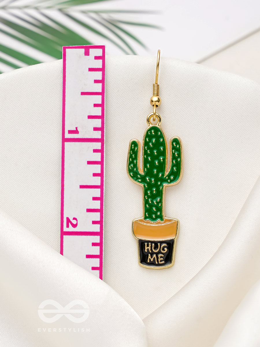 The Desert's Rose- Golden Cactus Enamelled Earrings