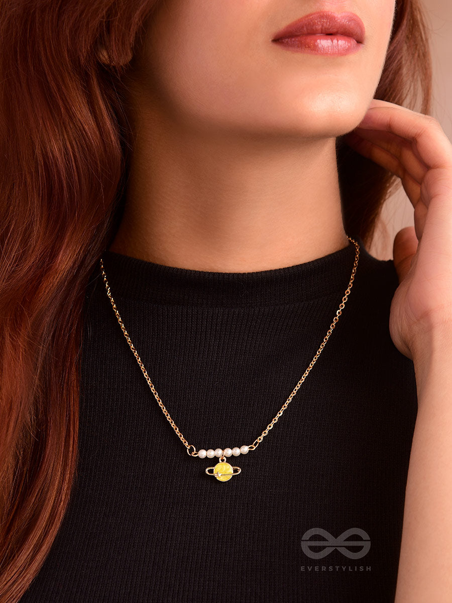 The Planet Crafter- Golden Embellished Necklace With Anti-Tarnish Coating
