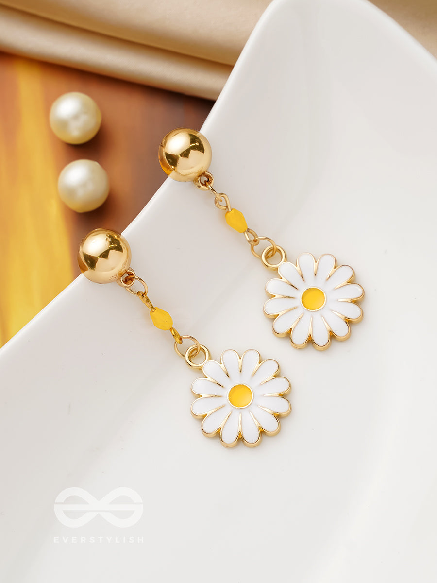 The White Daisies - Golden Embellished Earrings