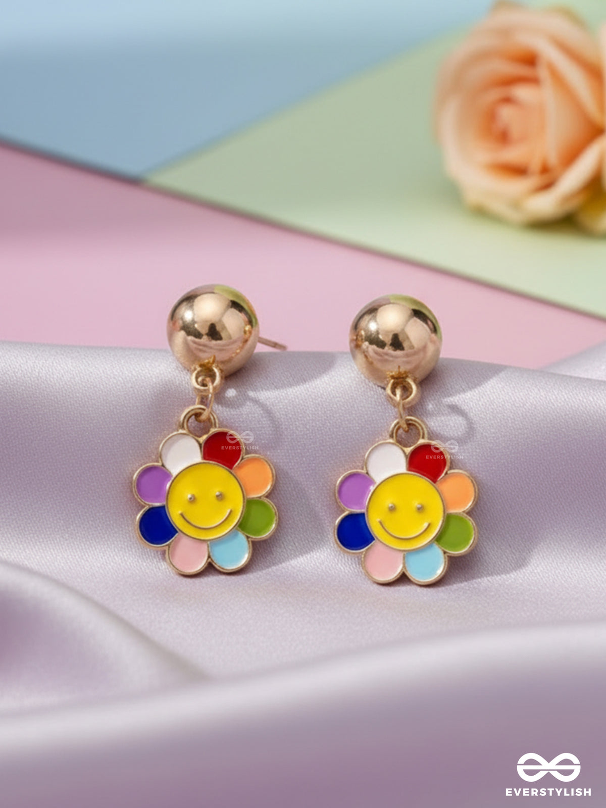 The Merry Bloom- Golden Embellished Earrings