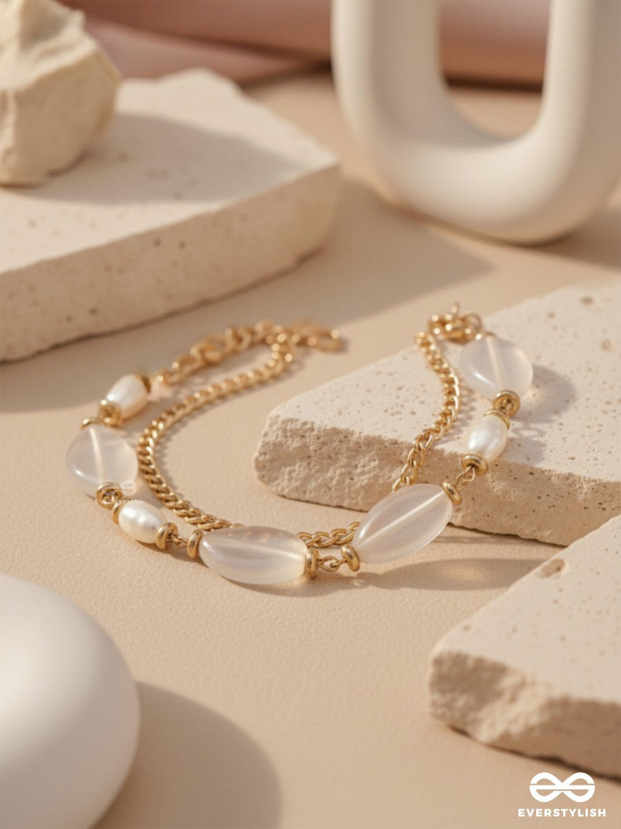 The Crystal Wave- Golden Embellished Bracelet