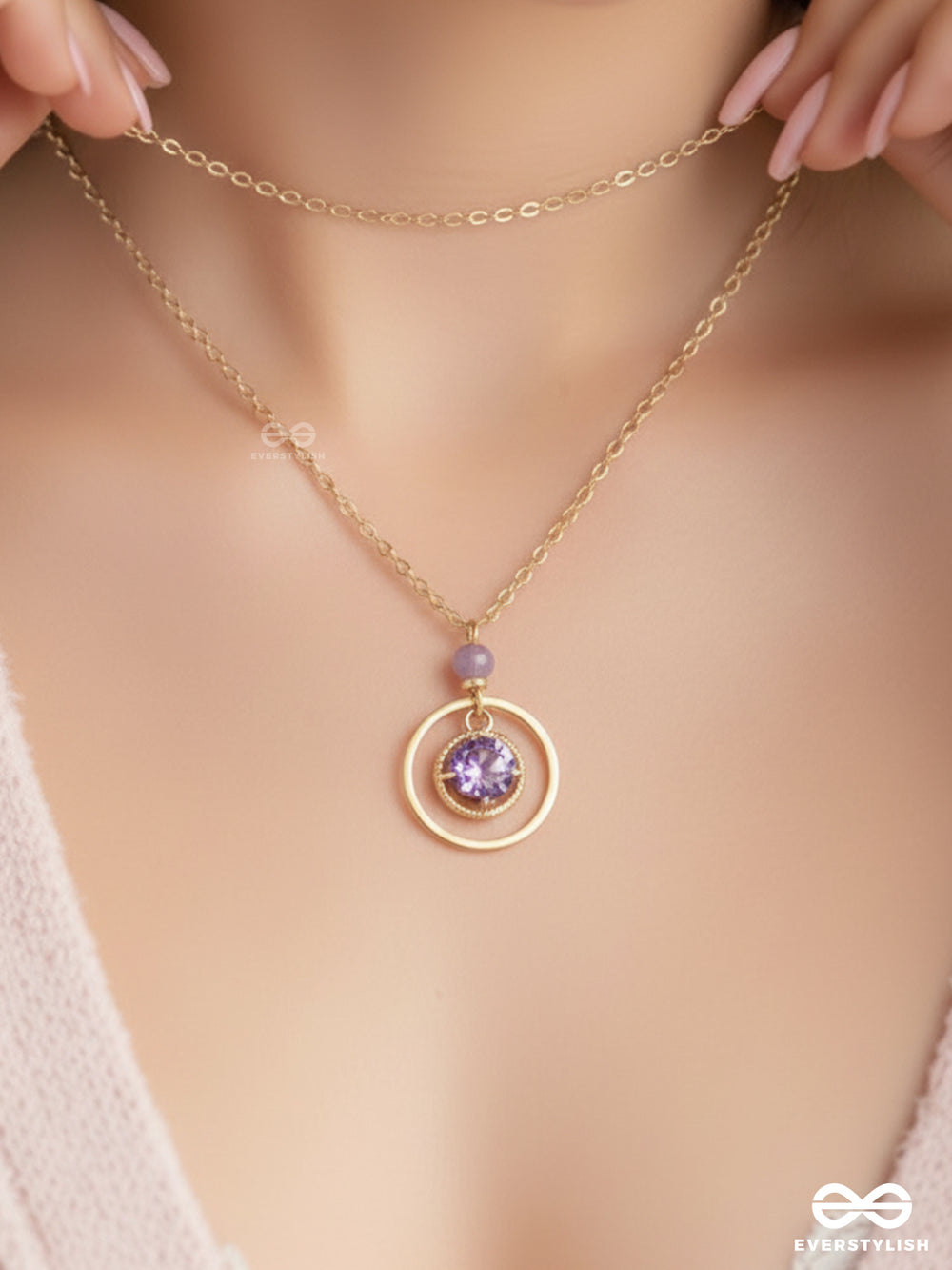 The Space Orbit- Golden Embellished Necklace With Anti-Tarnish Coating
