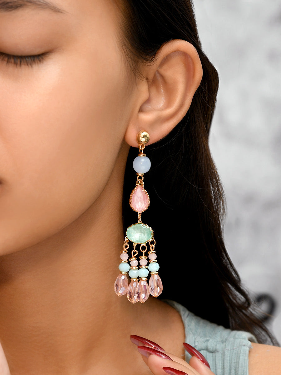 The Dazzling Drizzle- Golden Embellished Earrings