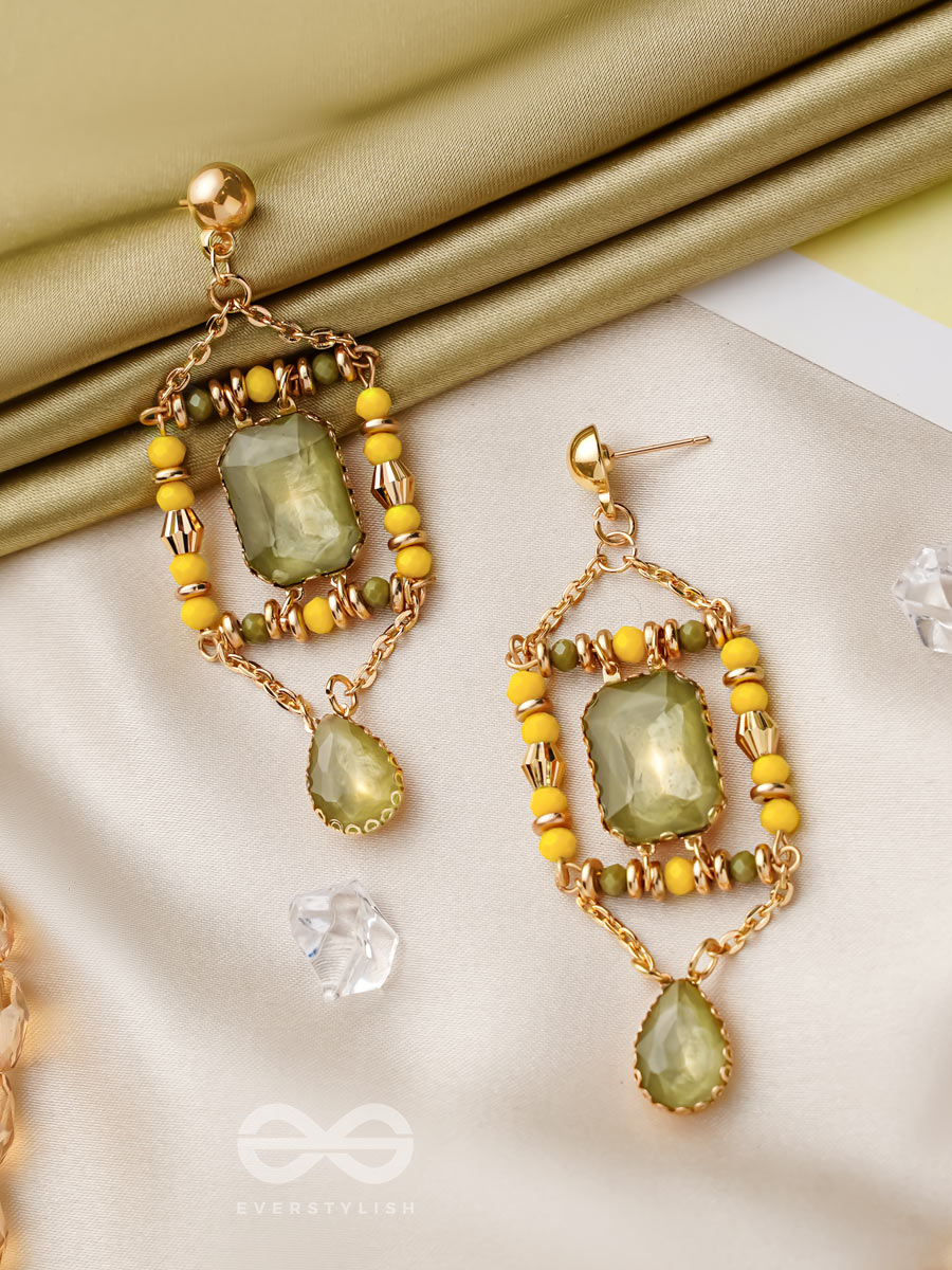 The Mirror Trap- Golden Embellished Earrings