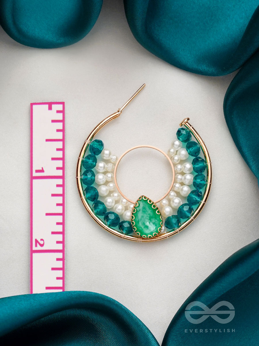 The Circle Of Illumination- Golden Embellished Pearl Hoop Earrings