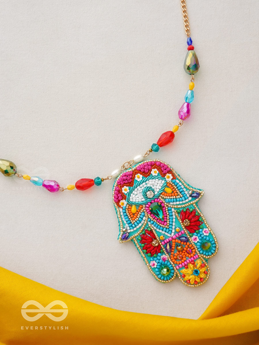 Hiranyapani- The Glorious Hand- Stones, Sequins And Resham Embroidered Necklace