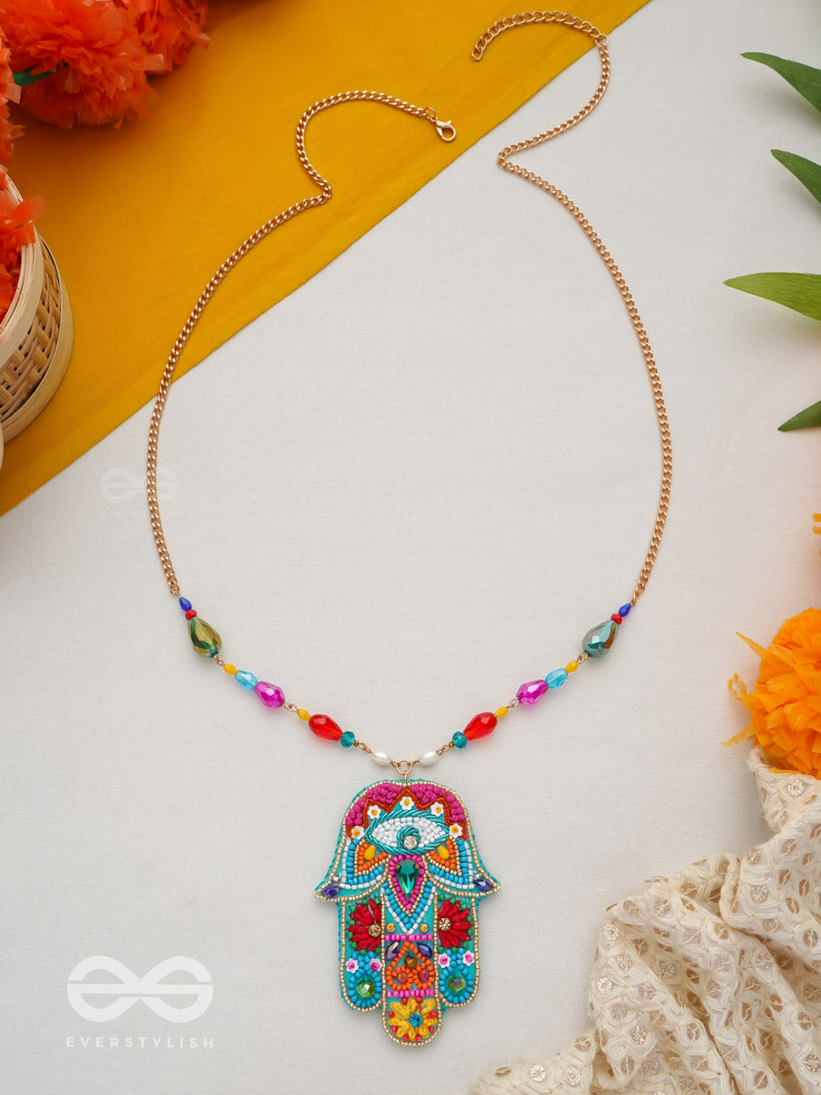 Hiranyapani- The Glorious Hand- Stones, Sequins And Resham Embroidered Necklace