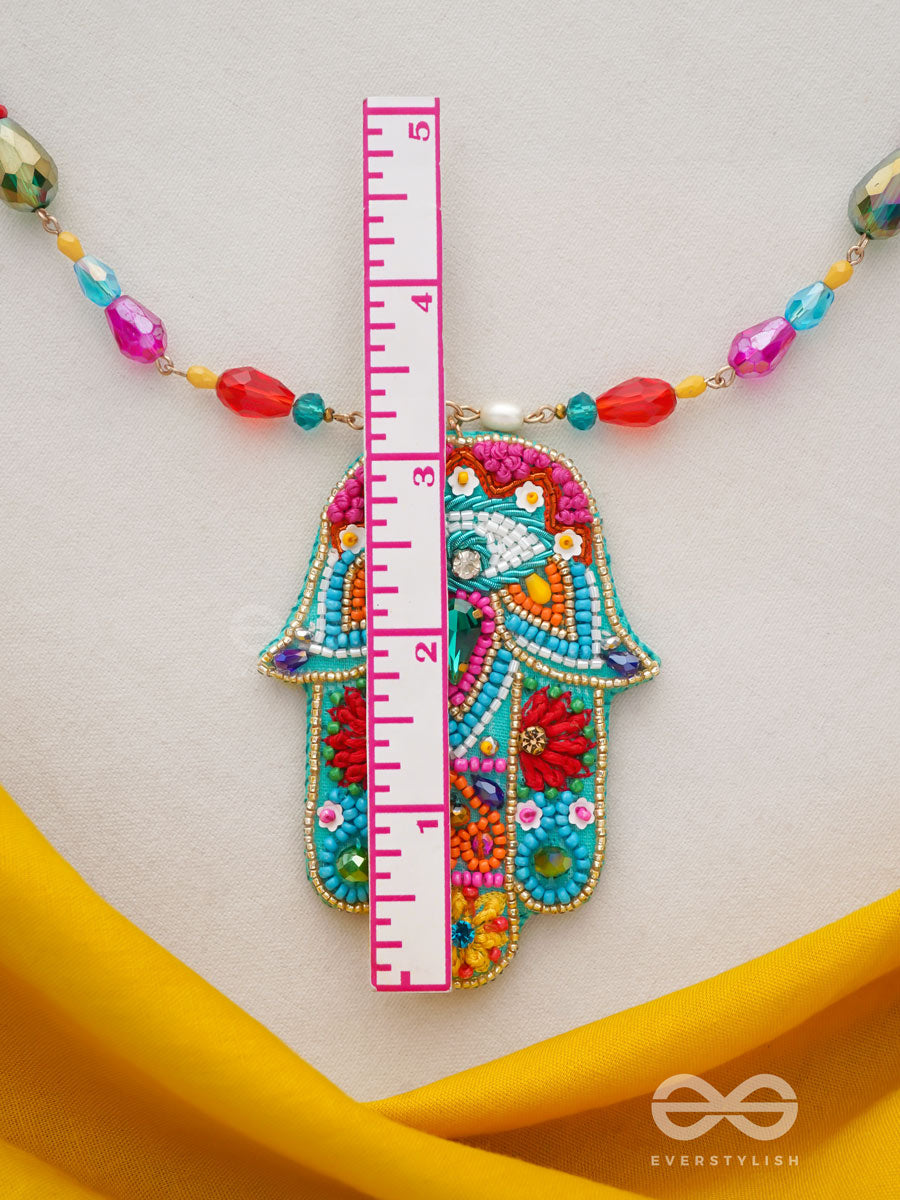 Hiranyapani- The Glorious Hand- Stones, Sequins And Resham Embroidered Necklace