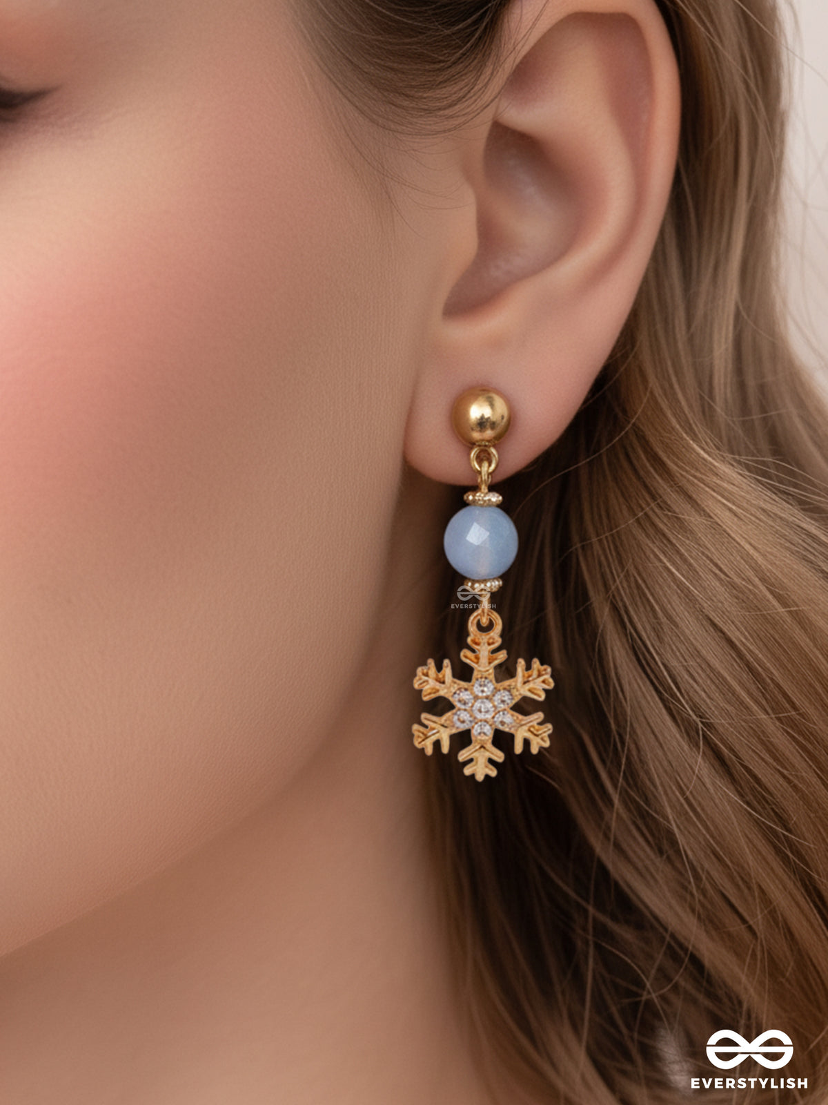 The Gilted Snowflake- Golden Embellished Earrings