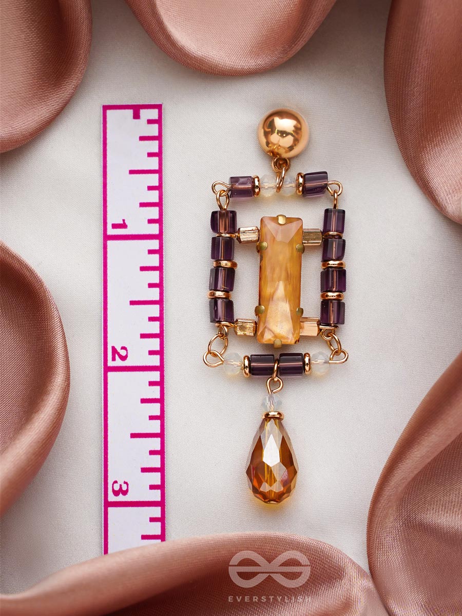 The Sapphire Frame- Golden Embellished Earrings