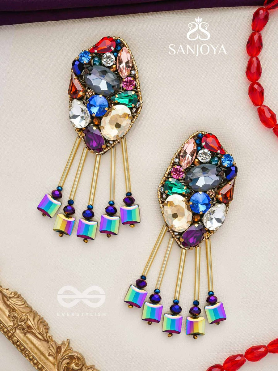 Akshipta - The Beach Treasures - Stones And Beads Hand Embroidered Earrings