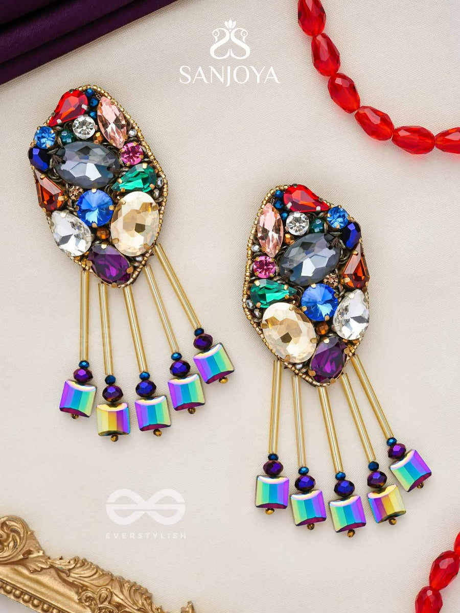 Akshipta - The Beach Treasures - Stones And Beads Hand Embroidered Earrings