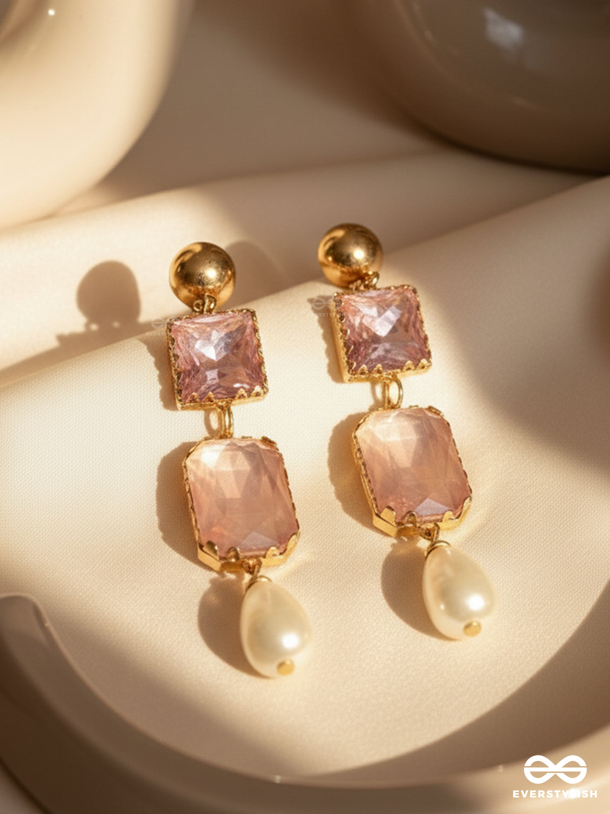 The Lady's Slipper Orchid- Golden Pearl Earrings