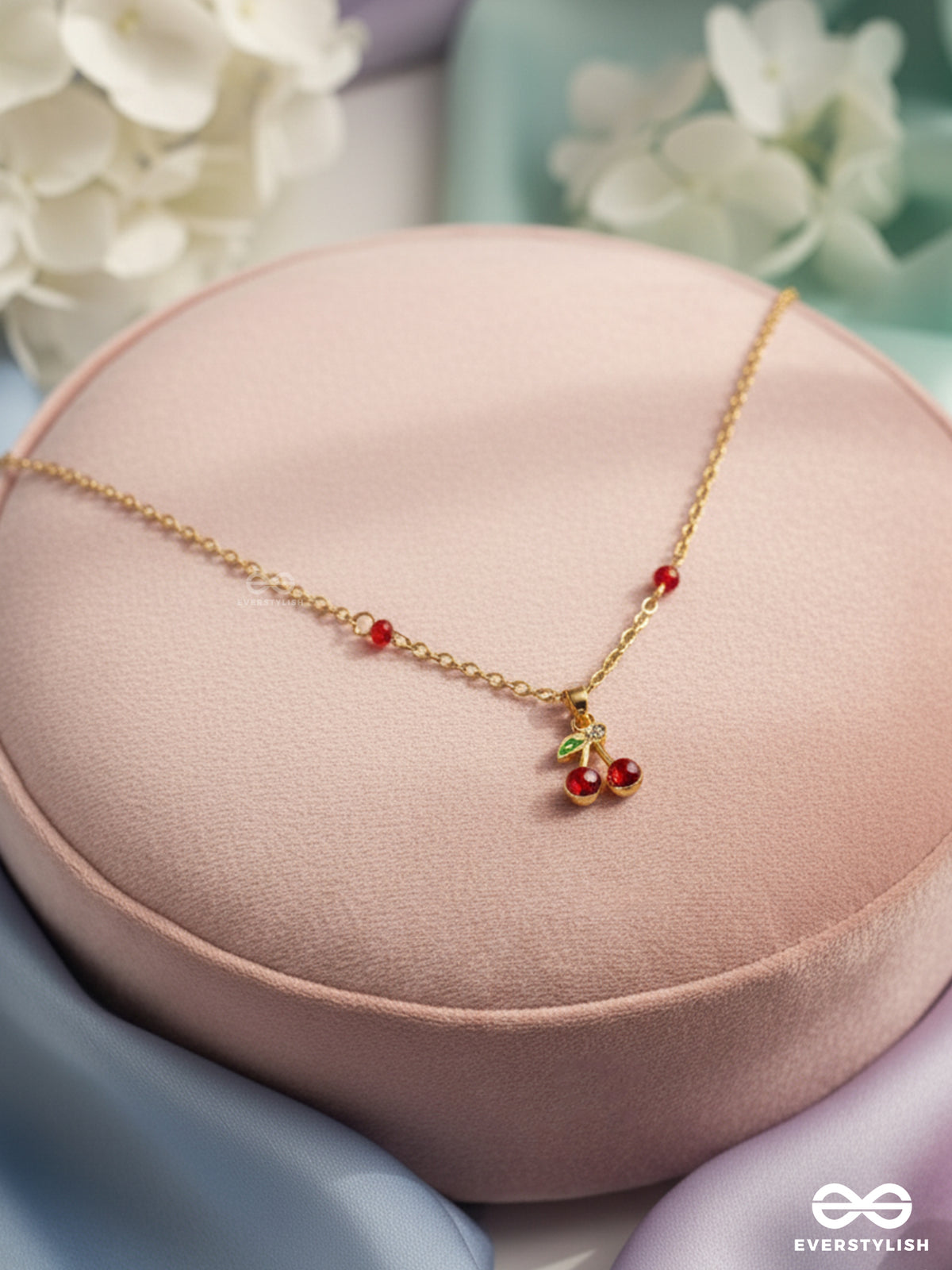 Cherry On The Cake- Golden Embellished Necklace With Anti-Tarnish Coating