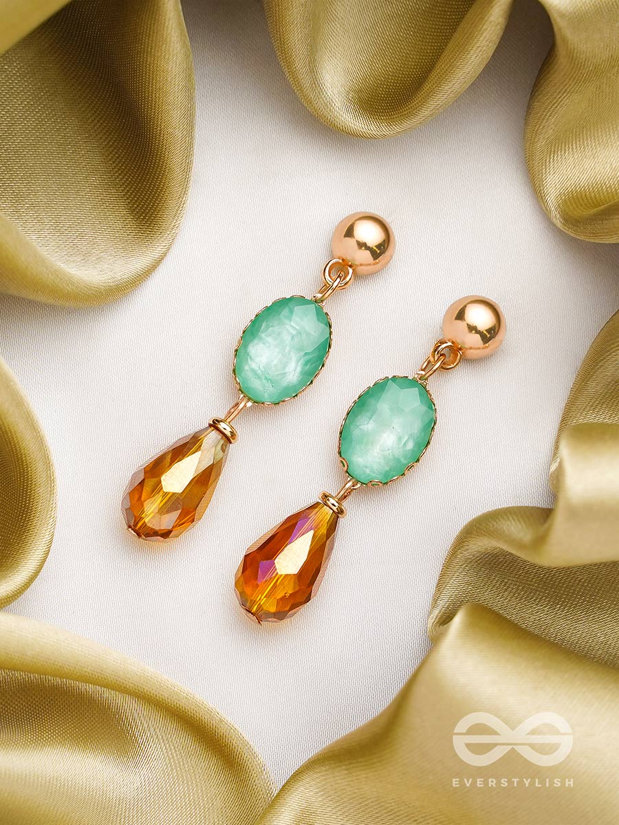 The Magic Mirror- Golden Embellished Earrings