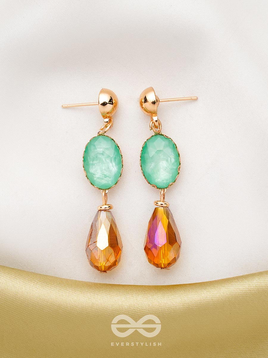 The Magic Mirror- Golden Embellished Earrings