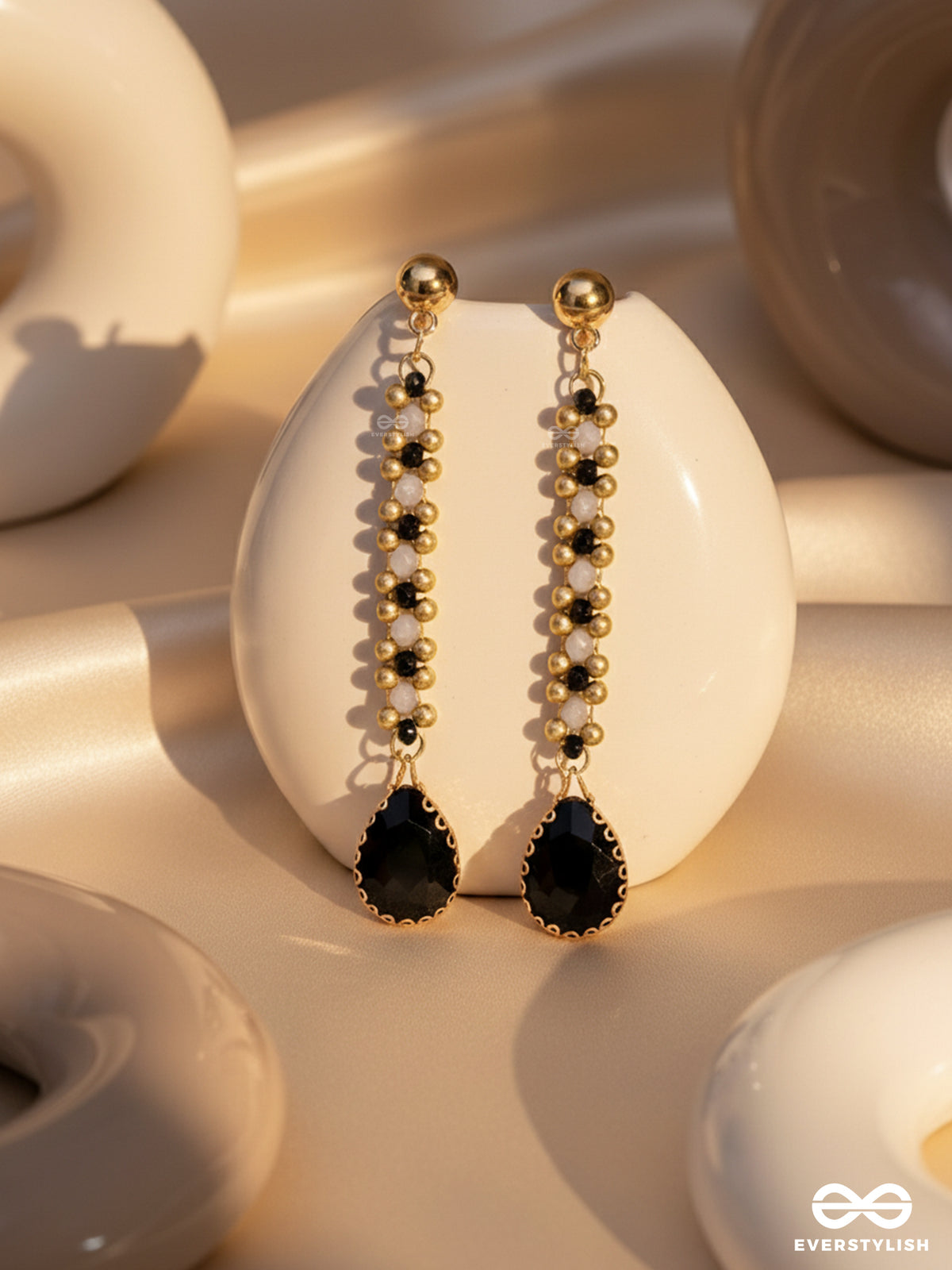 The Shades Of Gray- Golden Embellished Earrings