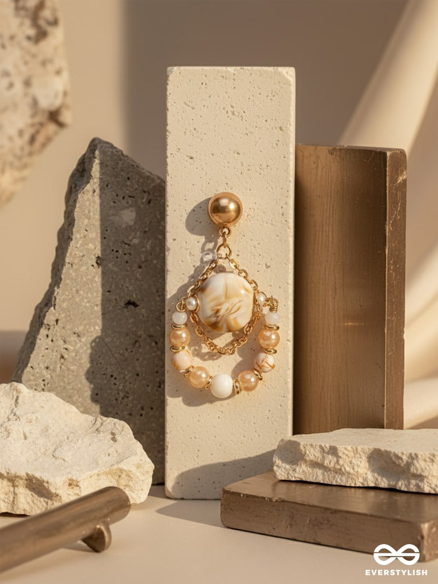 The Rosy Beach- Golden Embellished Sandstone Earrings