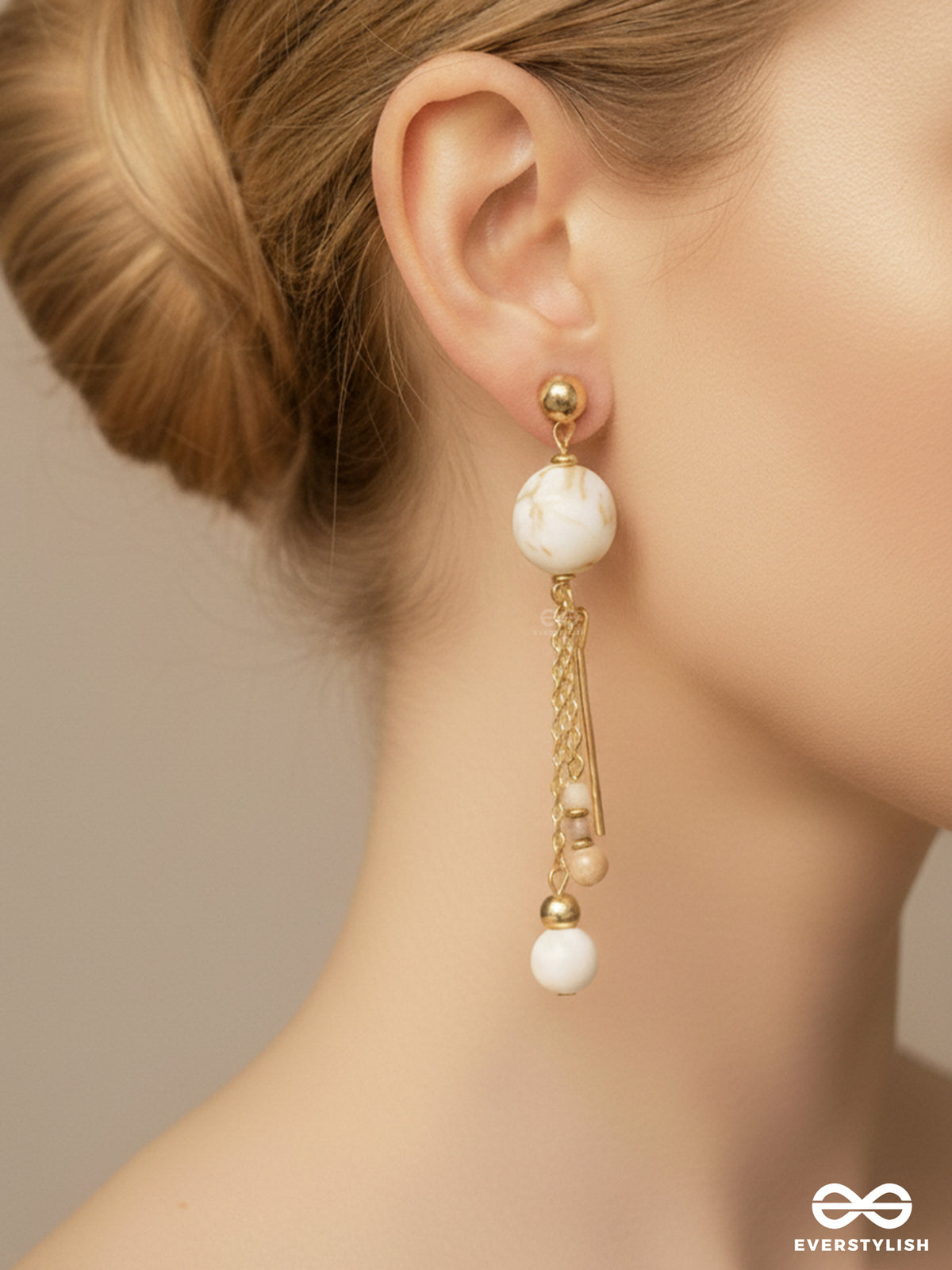 The Stellar Dawn- Golden Embellished Sandstone Earrings
