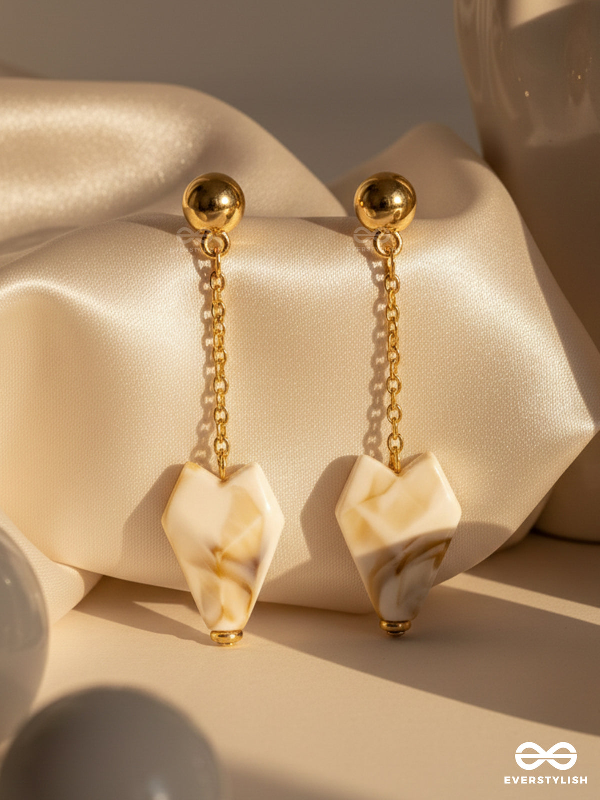 In A Nut'shell''- Golden Embellished Sandstone Earrings