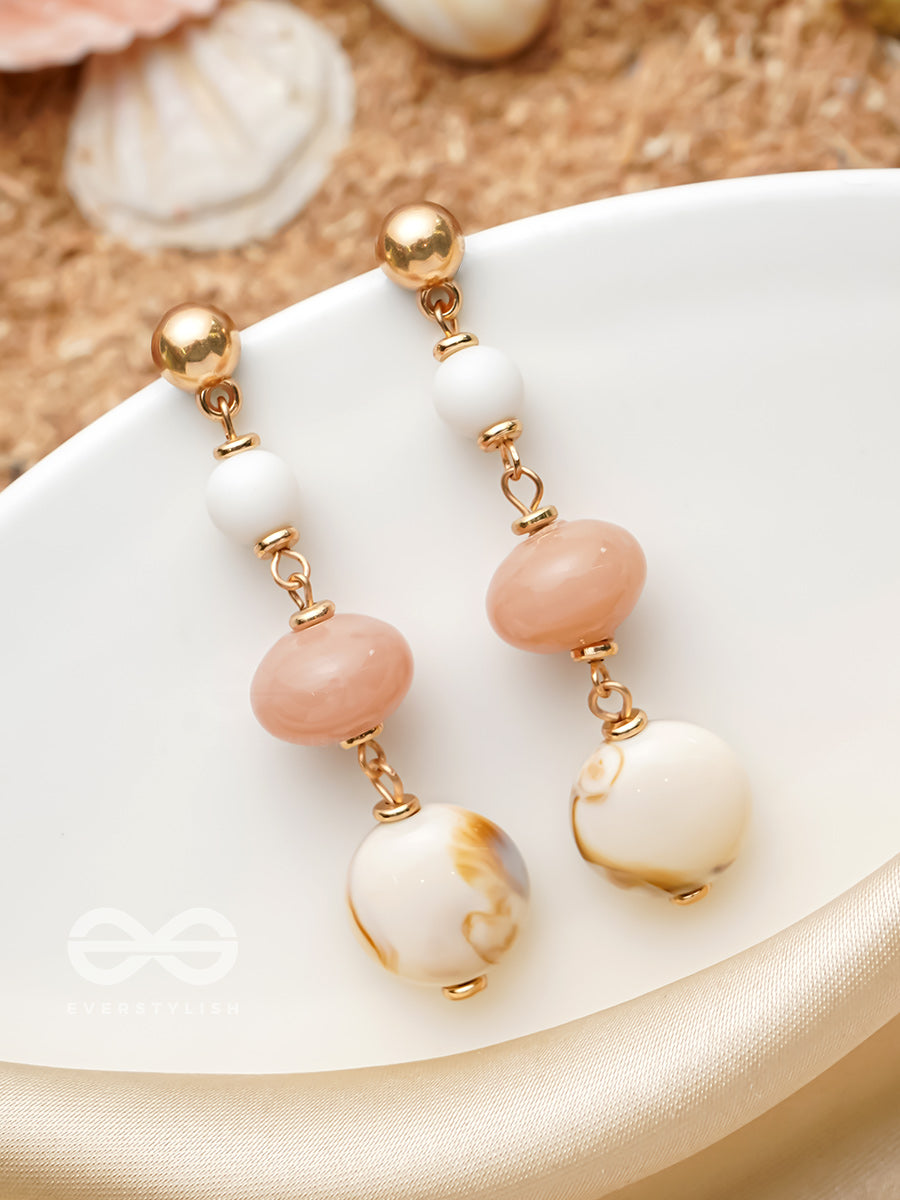 Shell N Core- Golden Embellished Sandstone Earrings