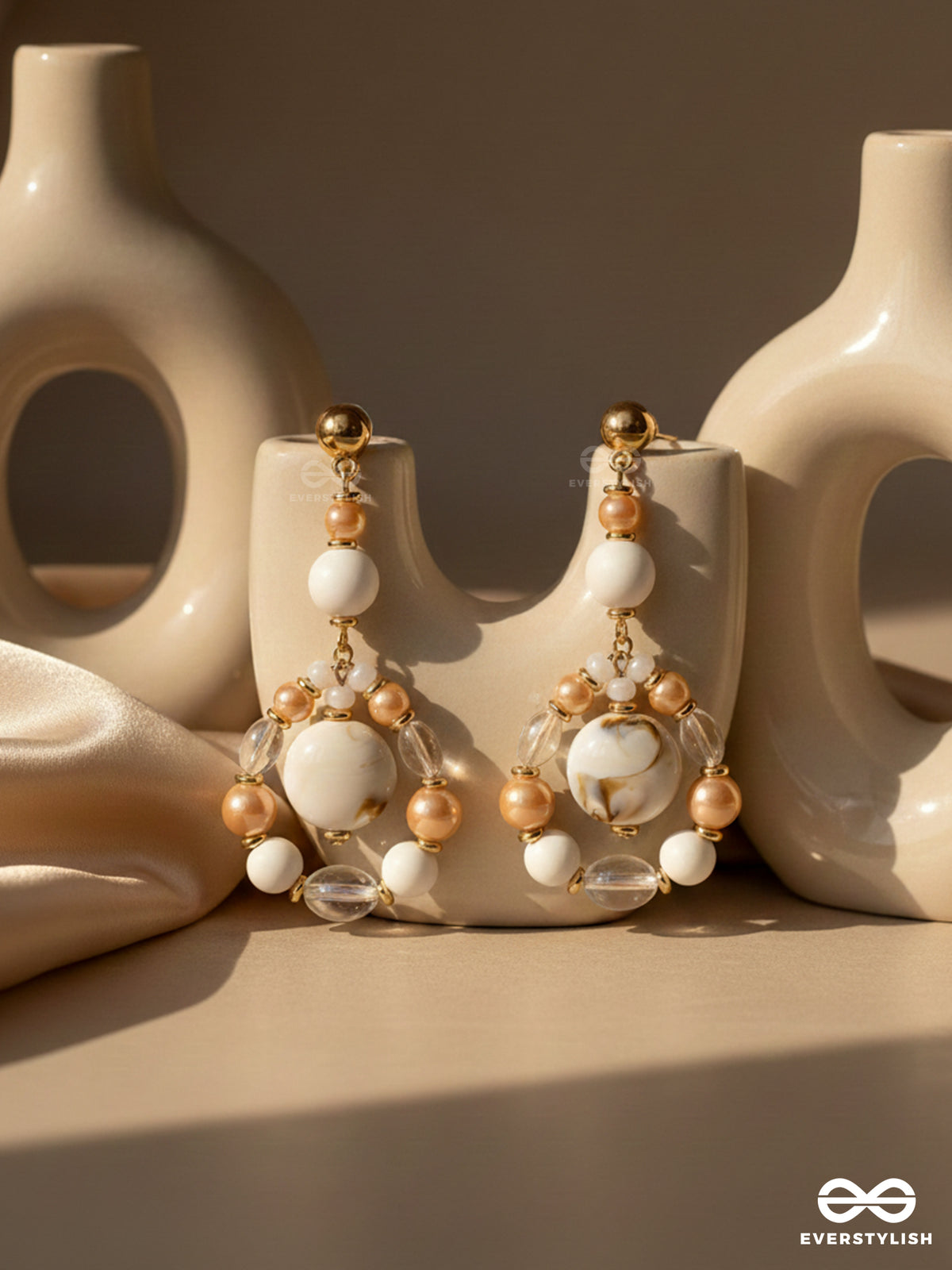 Sand N Shells- Golden Embellished Sandstone Earrings